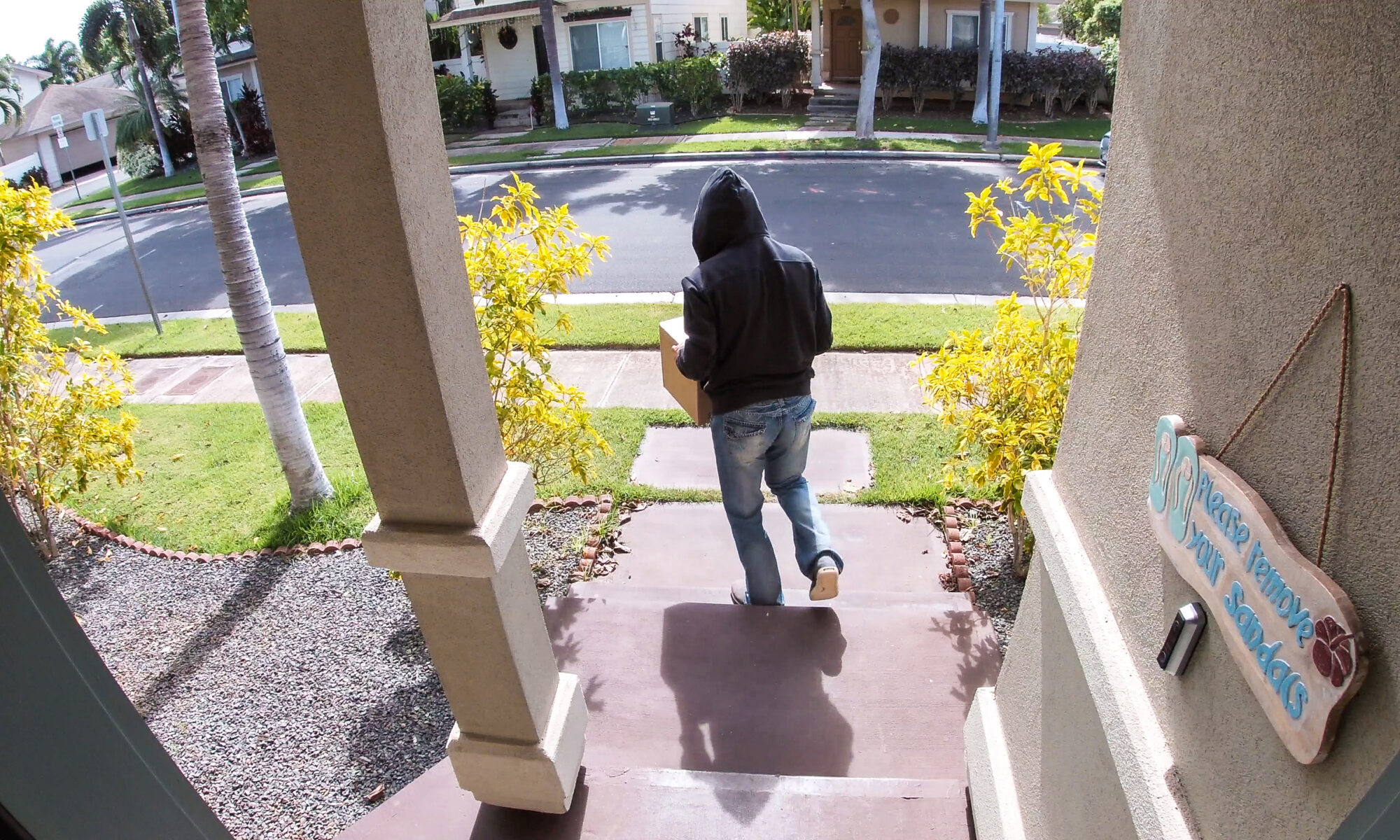 Package,Thief,Caught,On,Video,Doorbell,System,Stealing,A,Box